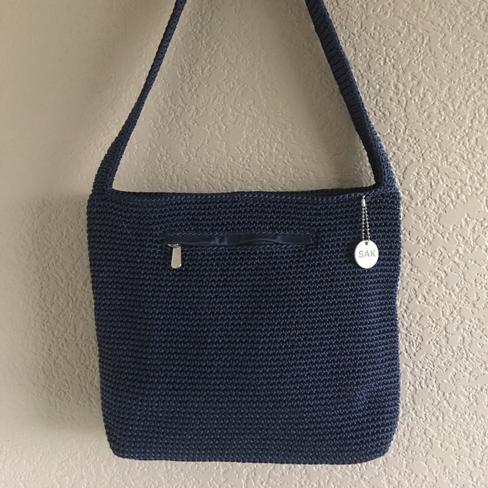 The Sak Navy Blue Crochet Shoulder Bag
